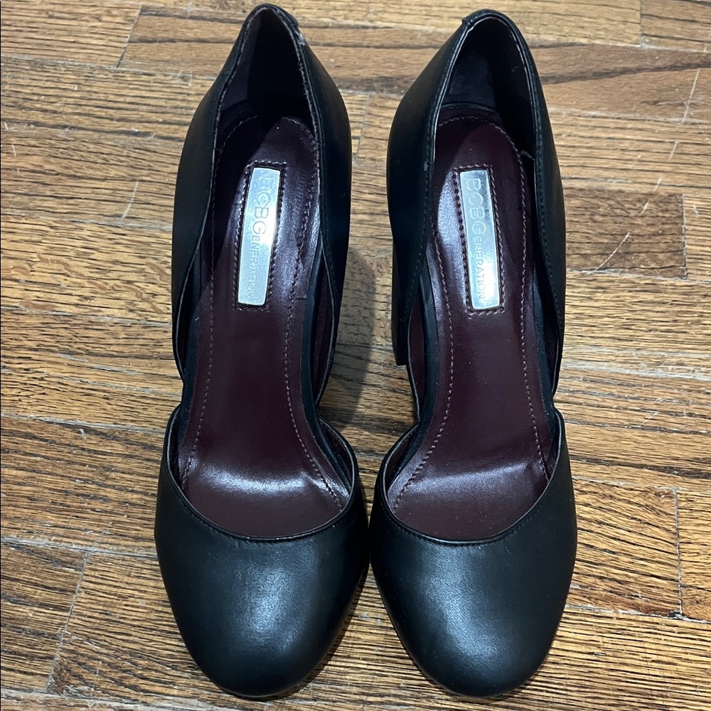 BCBG Black Leather Heels (3.75 inches)
